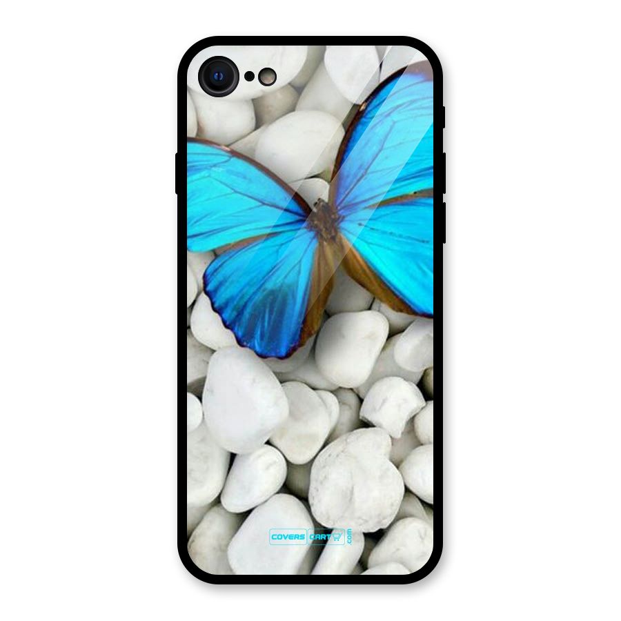 Blue Butterfly Glass Back Case for iPhone 7