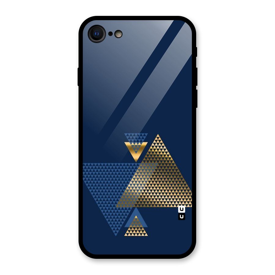 Blue Gold Triangles Glass Back Case for iPhone 7
