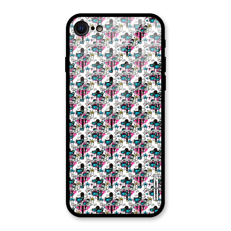 Blue Pink Pattern Glass Back Case for iPhone 7