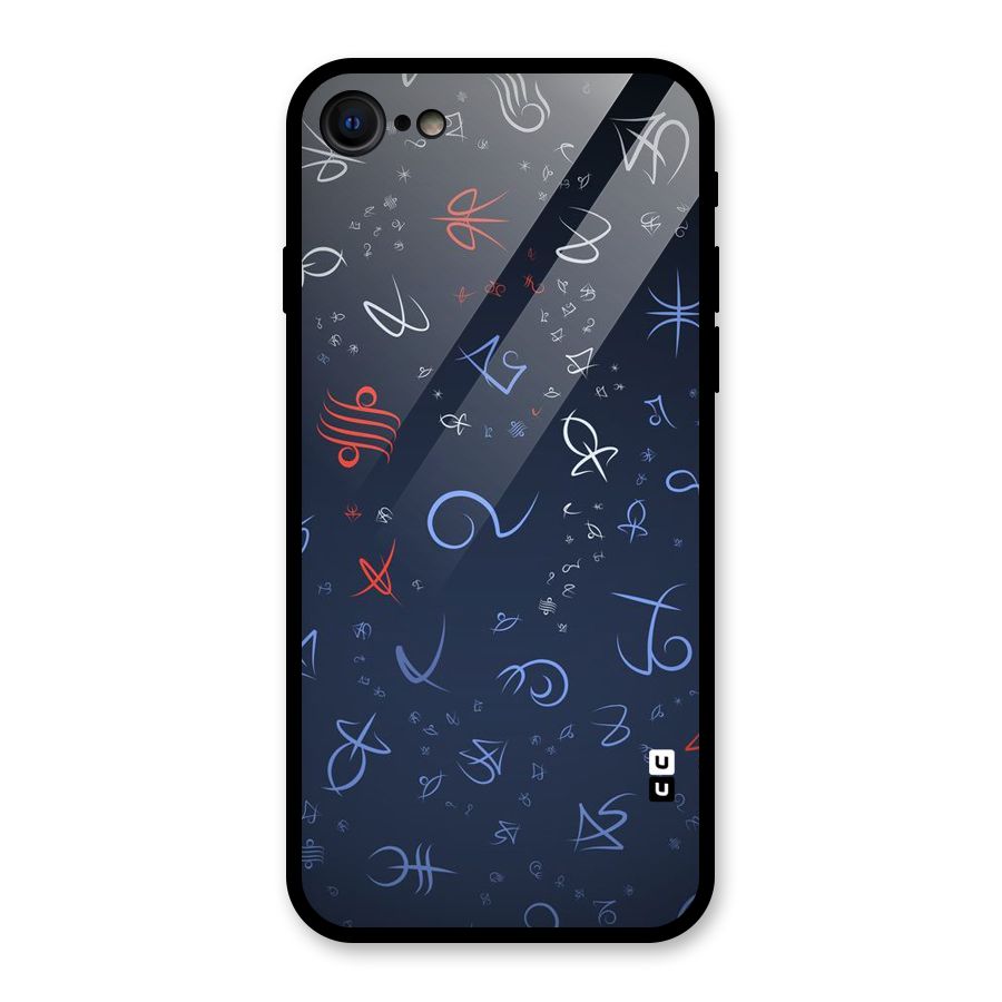 Blue Symbols Glass Back Case for iPhone 7