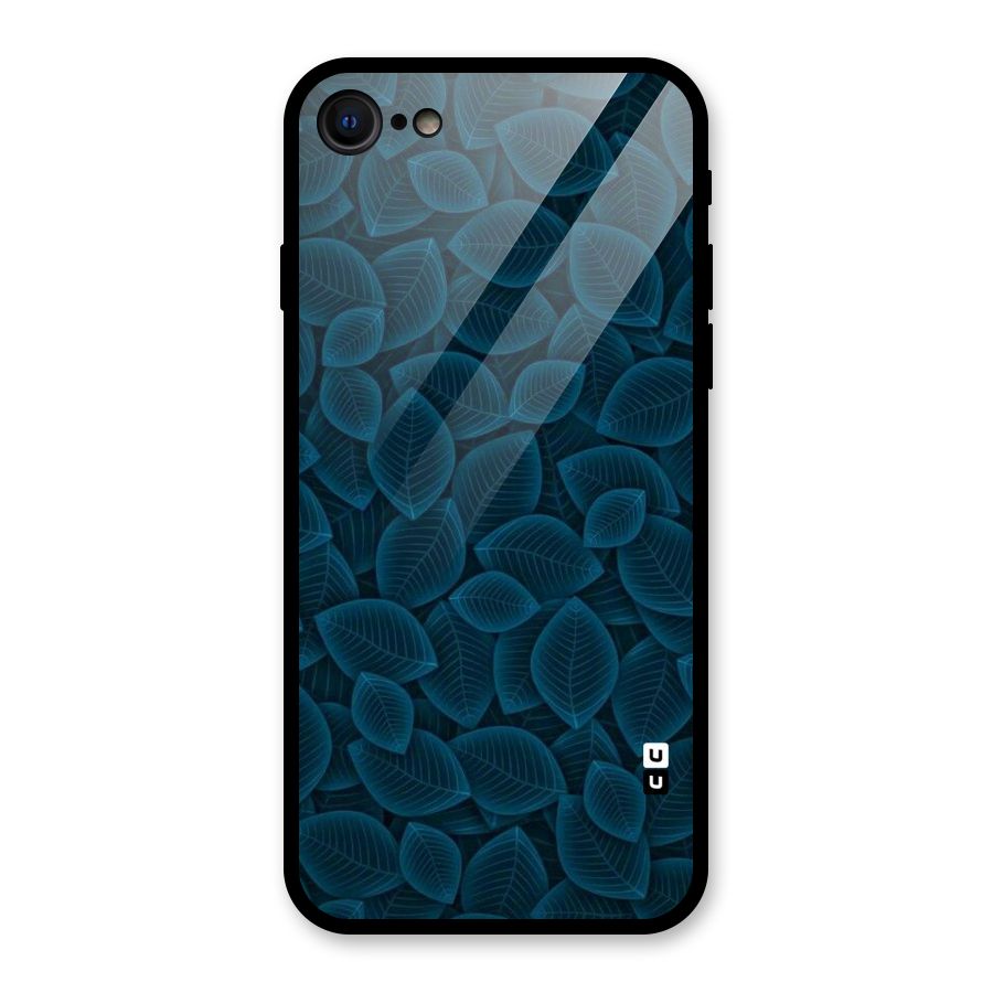 Blue Thin Leaves Glass Back Case for iPhone 7