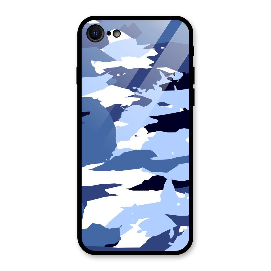 Blue White Canvas Glass Back Case for iPhone 7