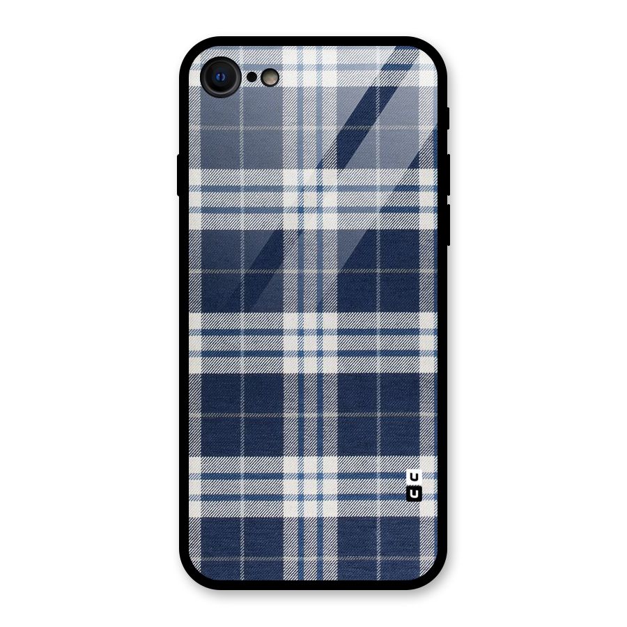 Blue White Check Glass Back Case for iPhone 7