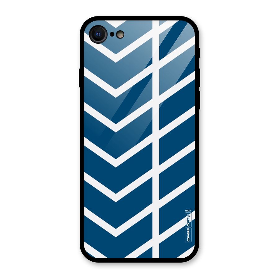 Blue White Pattern Glass Back Case for iPhone 7