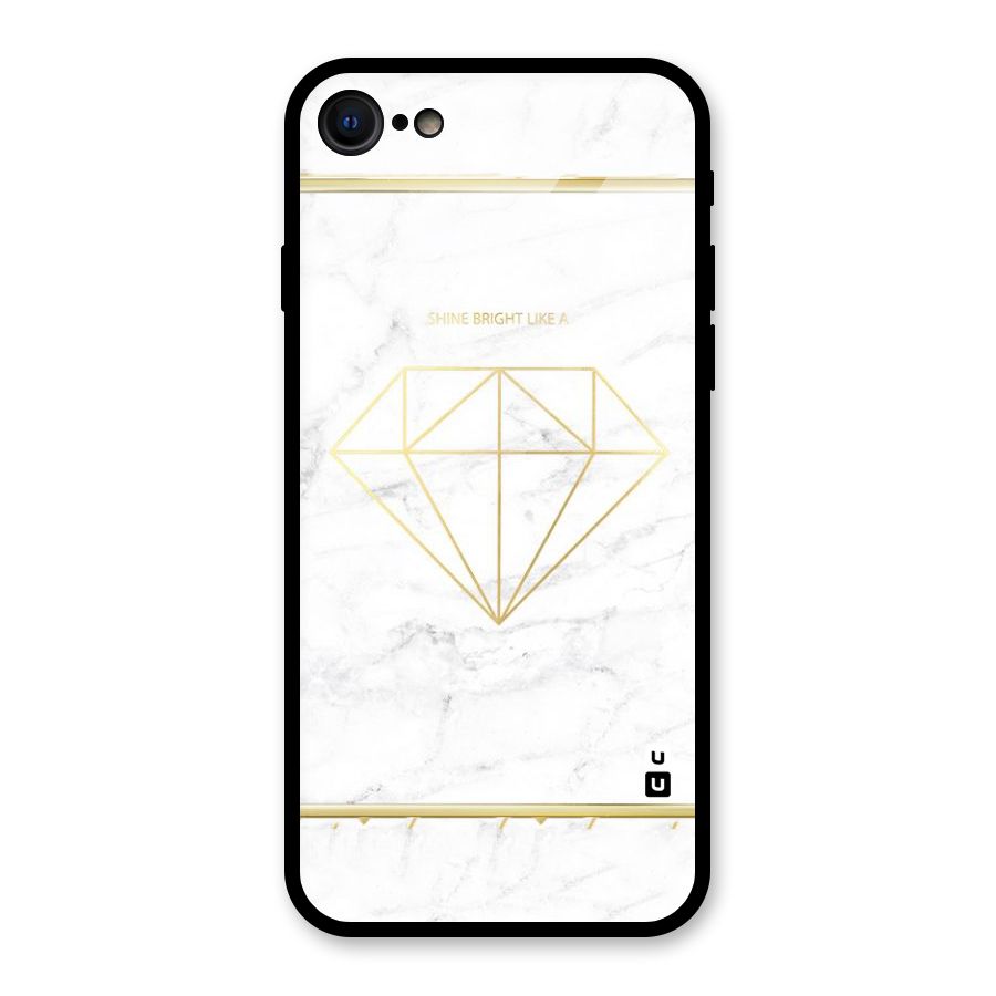 Bright Gold Diamond Glass Back Case for iPhone 7