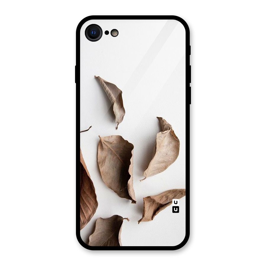 Brown Dusty Leaves Glass Back Case for iPhone 7