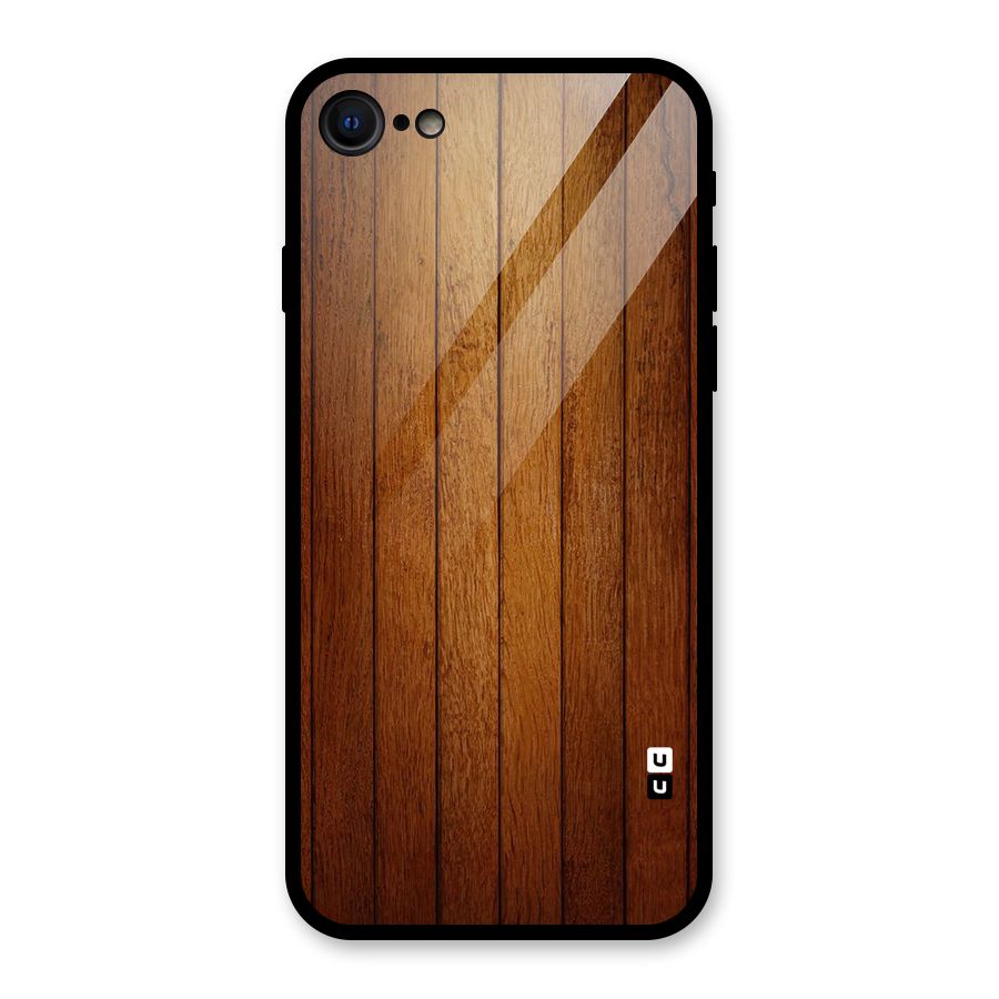 Brown Wood Design Glass Back Case for iPhone 7