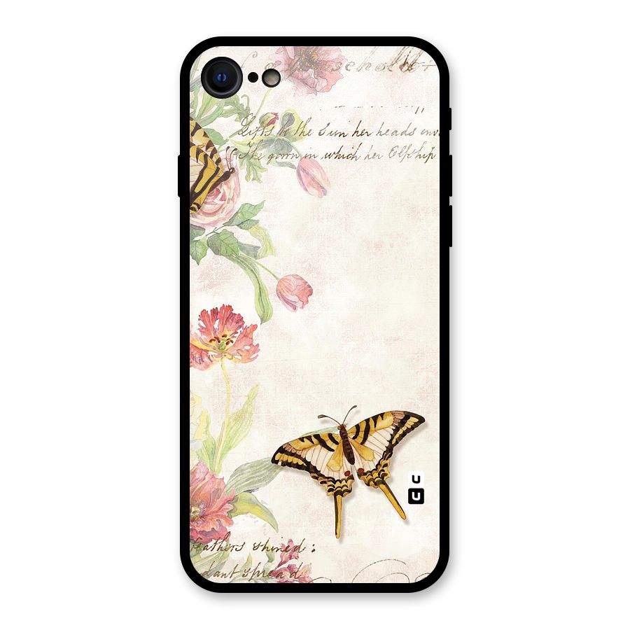 Butterfly Floral Glass Back Case for iPhone 7