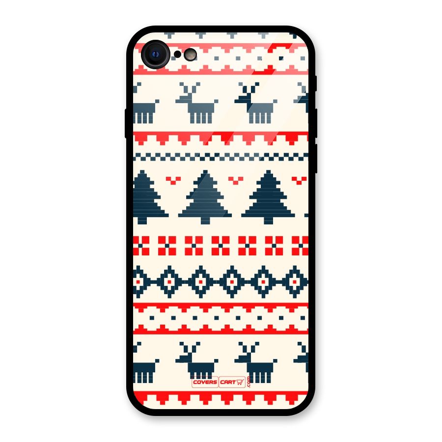 Christmas Design Pattern Glass Back Case for iPhone 7