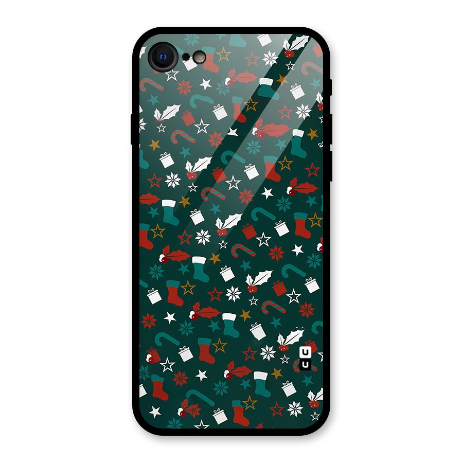 Christmas Pattern Design Glass Back Case for iPhone 7