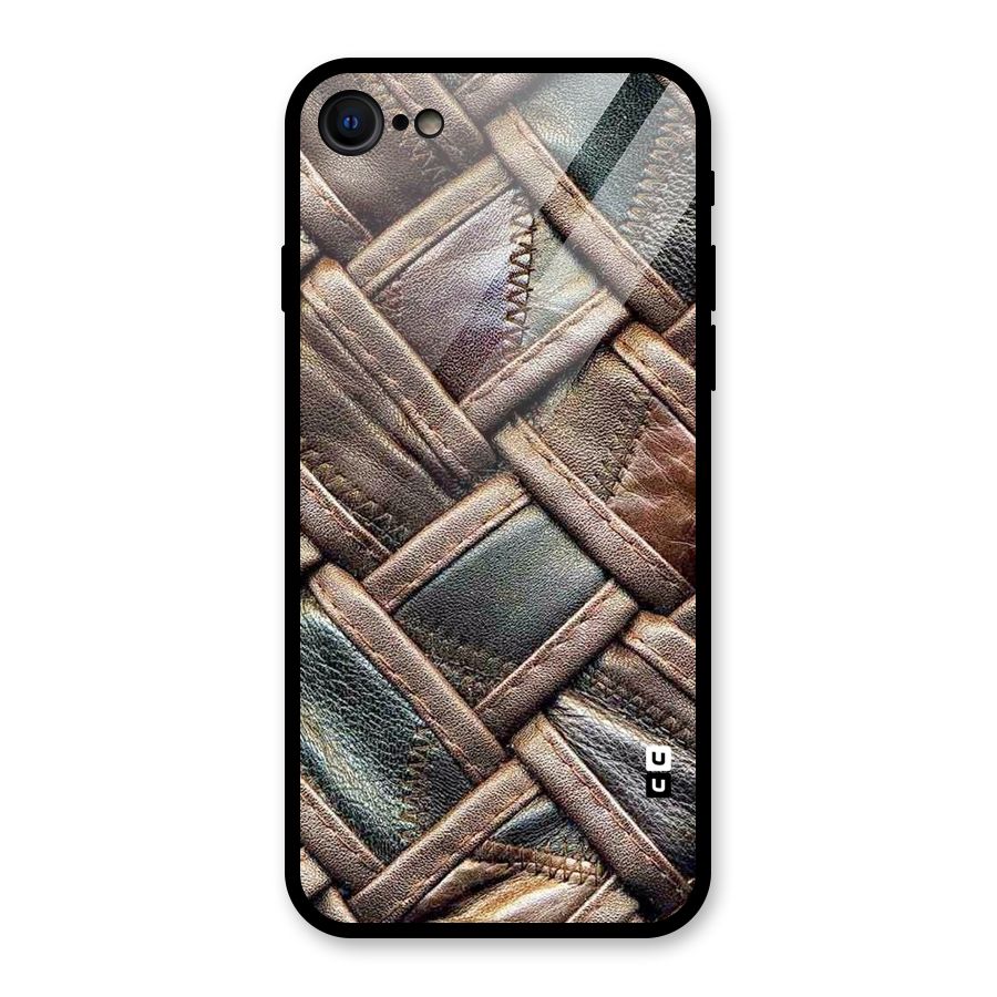 Classic Leather Belt Design Glass Back Case for iPhone 7
