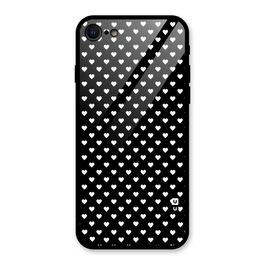 Classy Hearty Polka Glass Back Case for iPhone 7