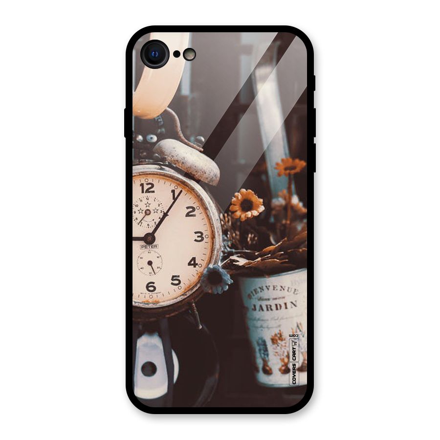 Clock And Flowers Glass Back Case for iPhone 7