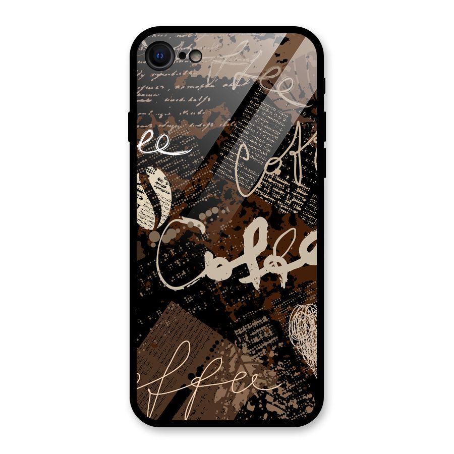 Coffee Scribbles Glass Back Case for iPhone 7