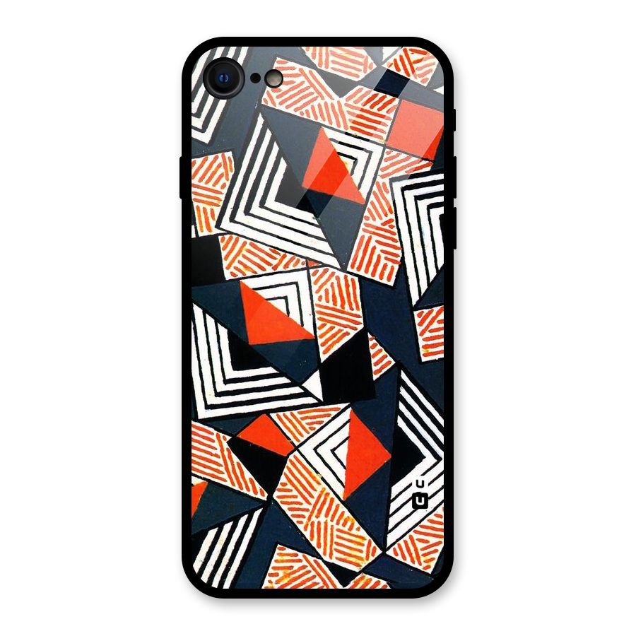 Colored Cuts Pattern Glass Back Case for iPhone 7