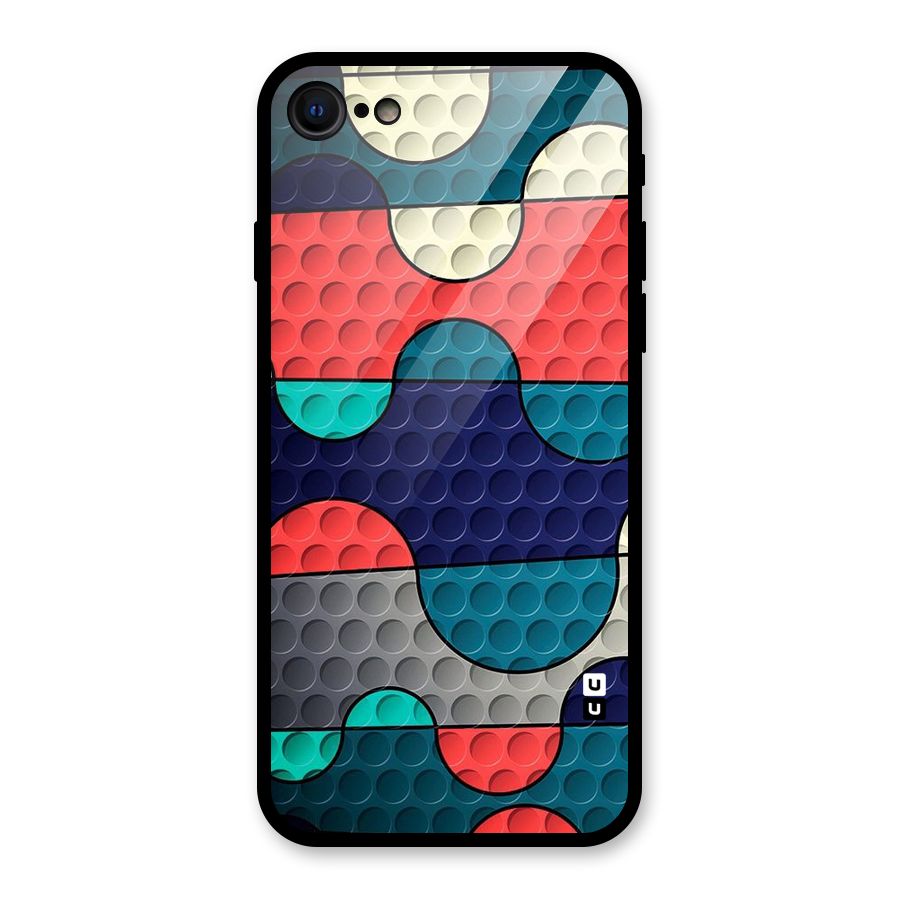 Colorful Puzzle Design Glass Back Case for iPhone 7