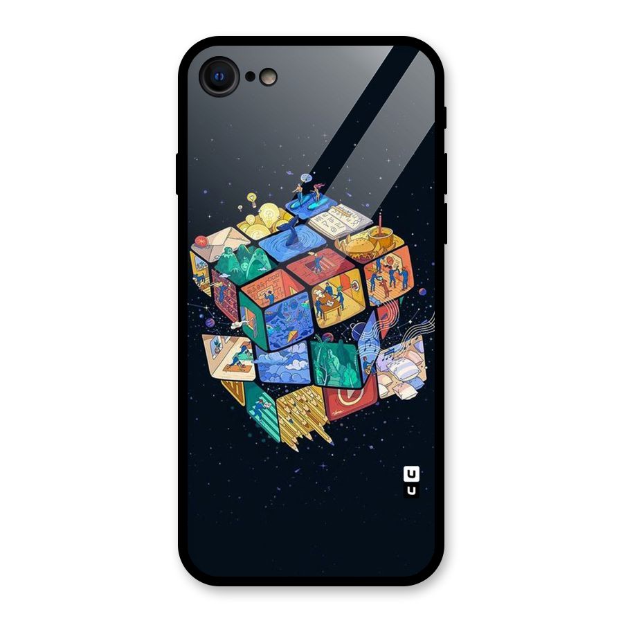 Coloured Rubic Glass Back Case for iPhone 7