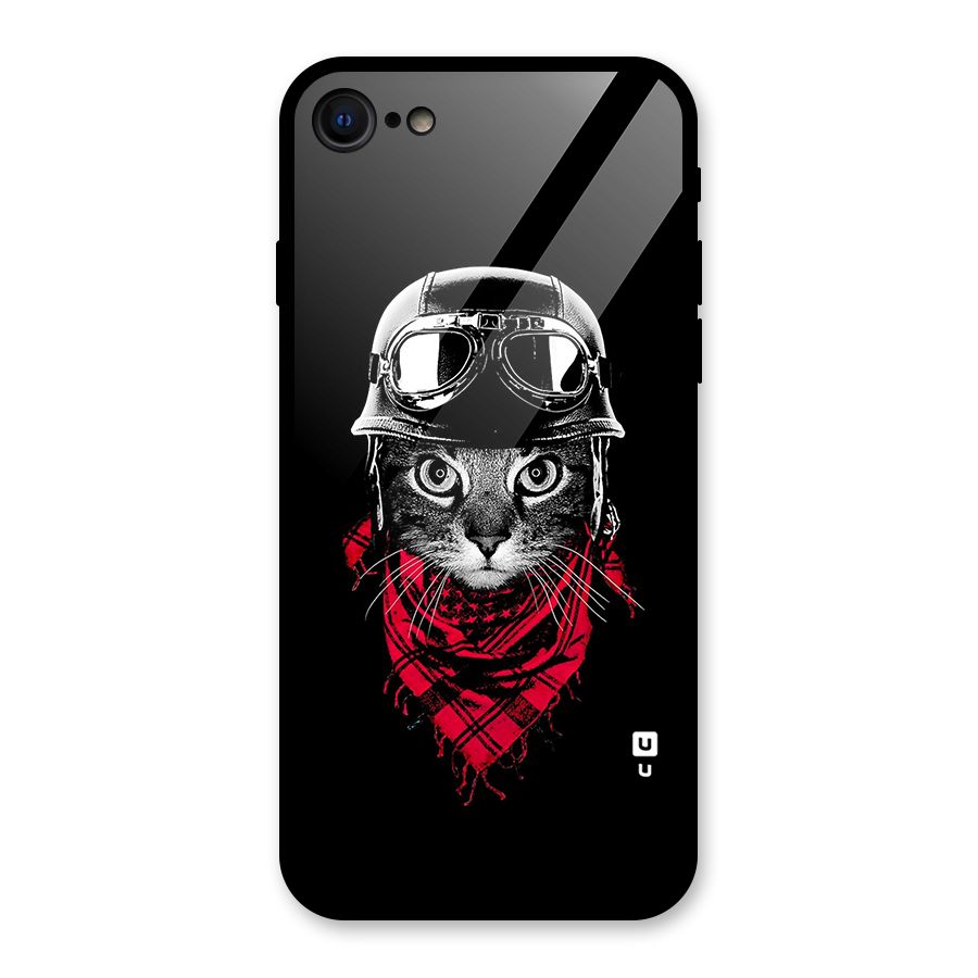 Cool Biker Cat Glass Back Case for iPhone 7
