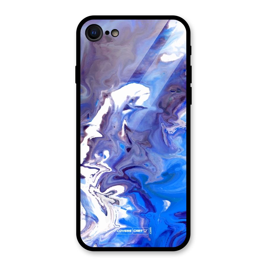 Cool Blue Marble Texture Glass Back Case for iPhone 7