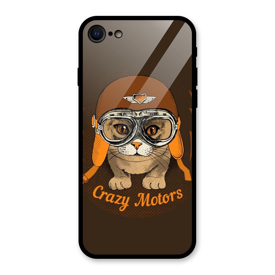 Crazy cat Glass Back Case for iPhone 7