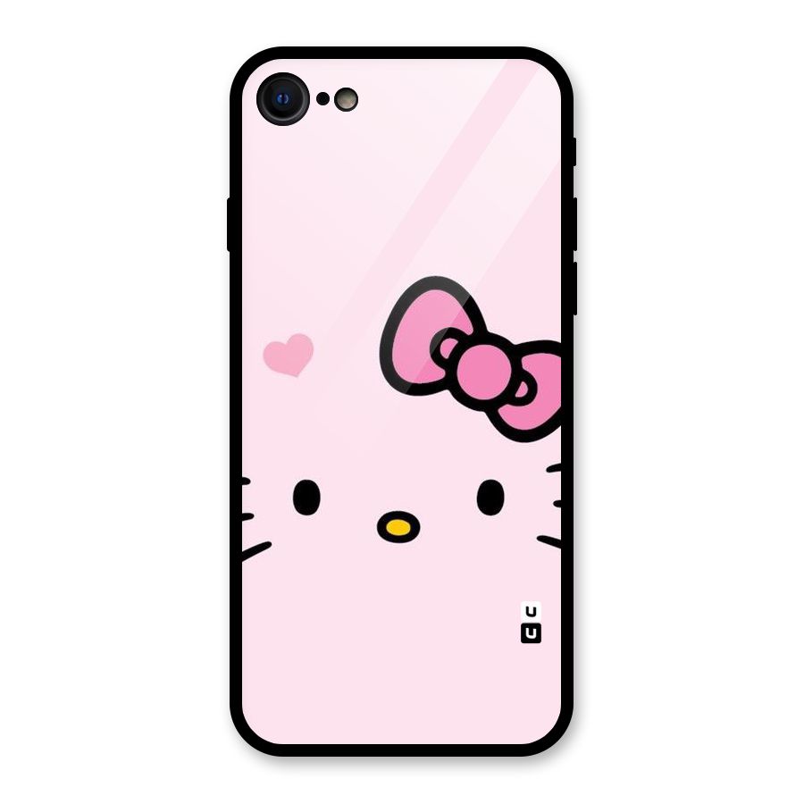 Cute Bow Face Glass Back Case for iPhone 7