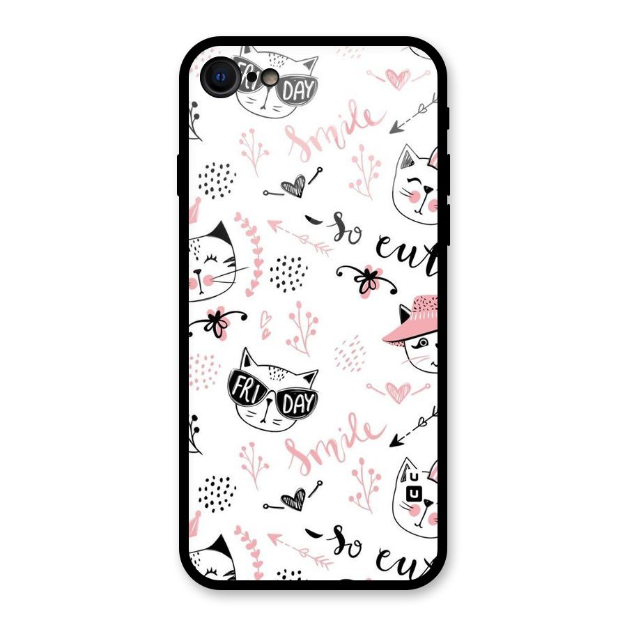 Cute Cat Swag Glass Back Case for iPhone 7