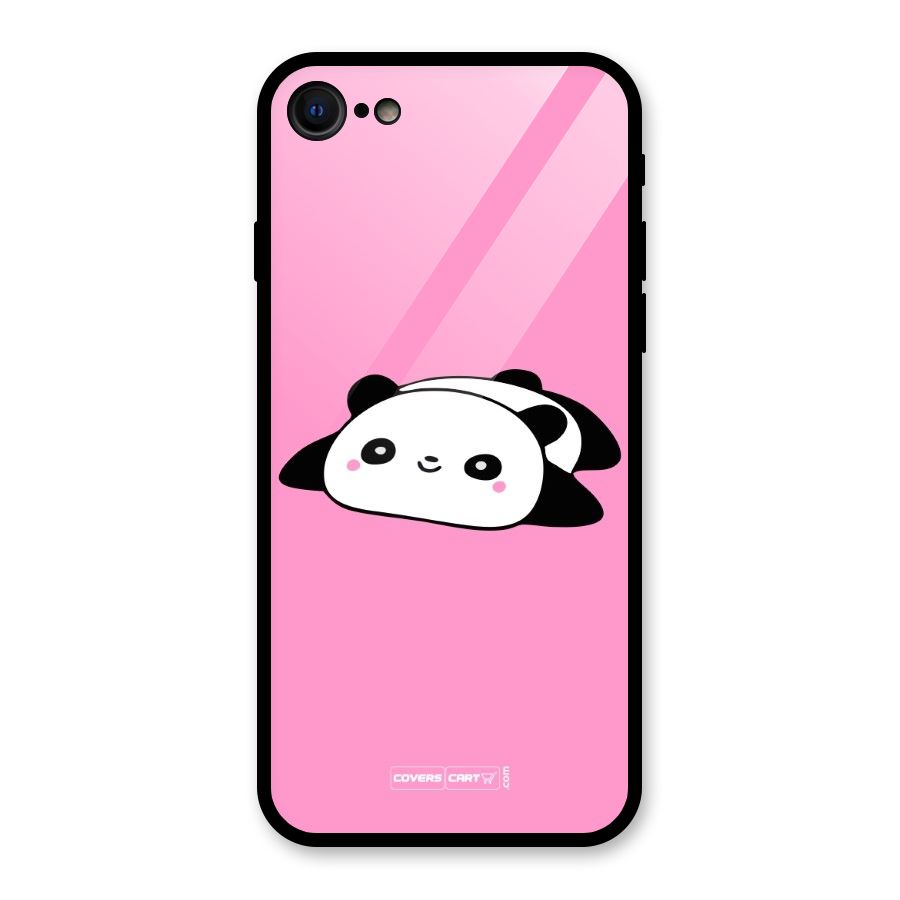 Cute Lazy Panda Glass Back Case for iPhone 7