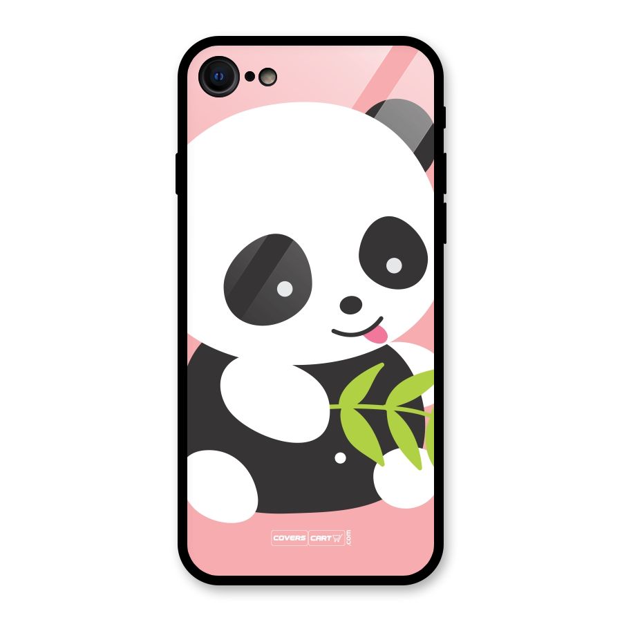Cute Panda Pink Glass Back Case for iPhone 7