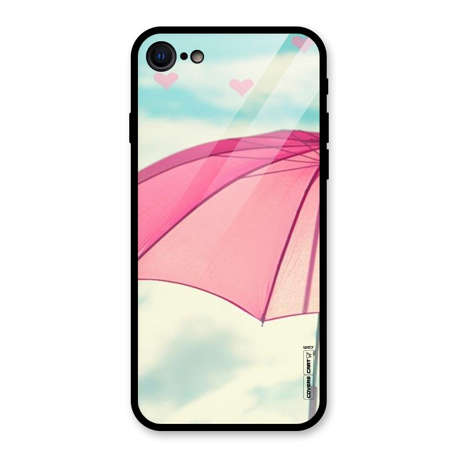 Cute Pink Umbrella Glass Back Case for iPhone 7