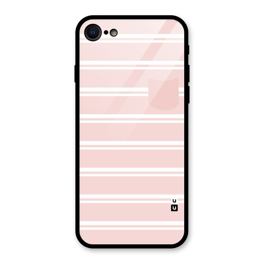 Cute Pocket Striped Glass Back Case for iPhone 7