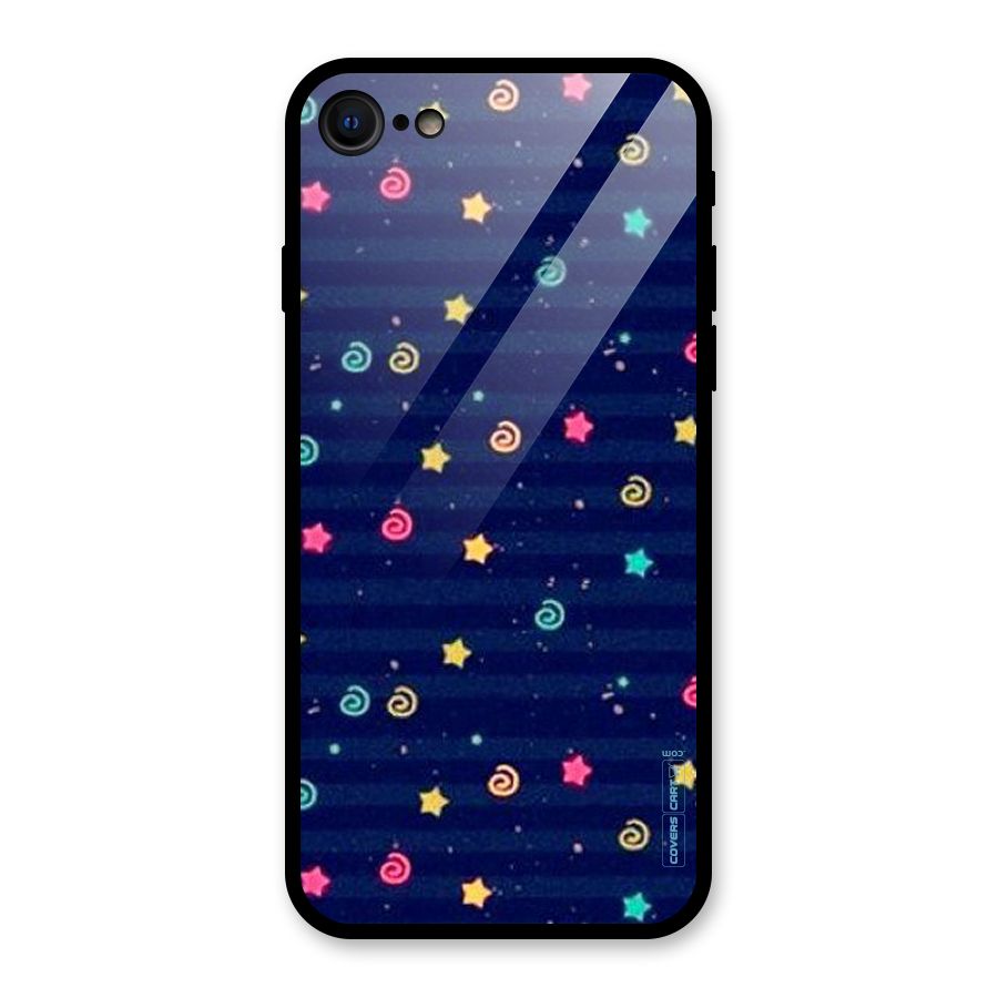Cute Stars Design Glass Back Case for iPhone 7