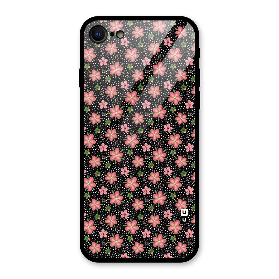 Cute Tiny Flowers Glass Back Case for iPhone 7
