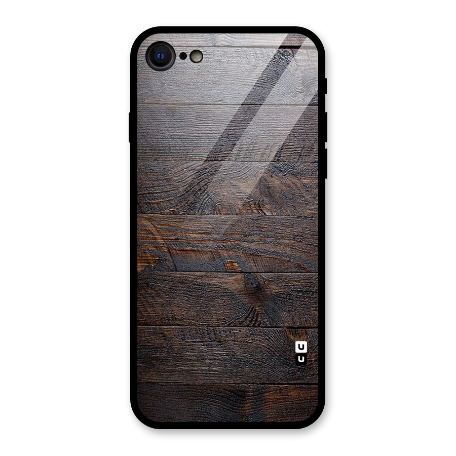 Dark Wood Printed Glass Back Case for iPhone 7