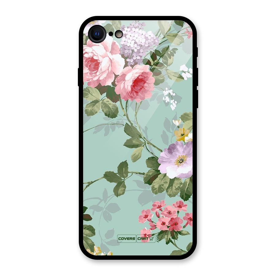 Desinger Floral Glass Back Case for iPhone 7