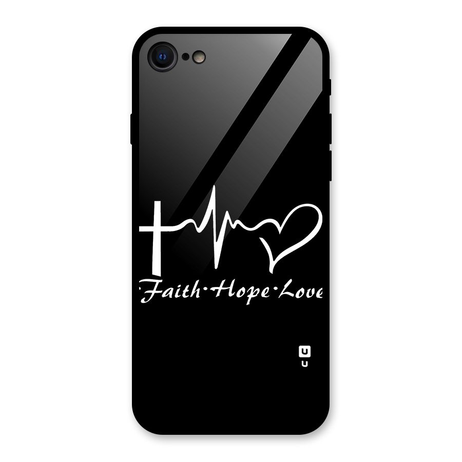 Faith Hope Love Heart Sign Glass Back Case for iPhone 7