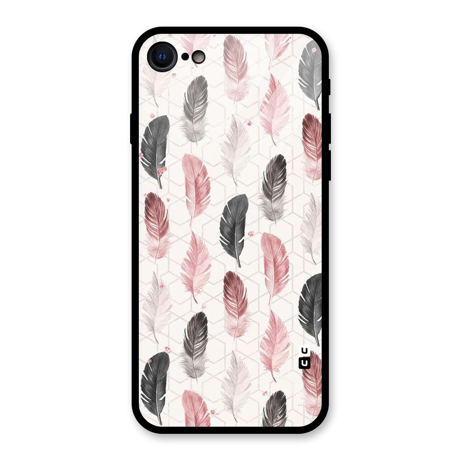 Feather Line Pattern Glass Back Case for iPhone 7