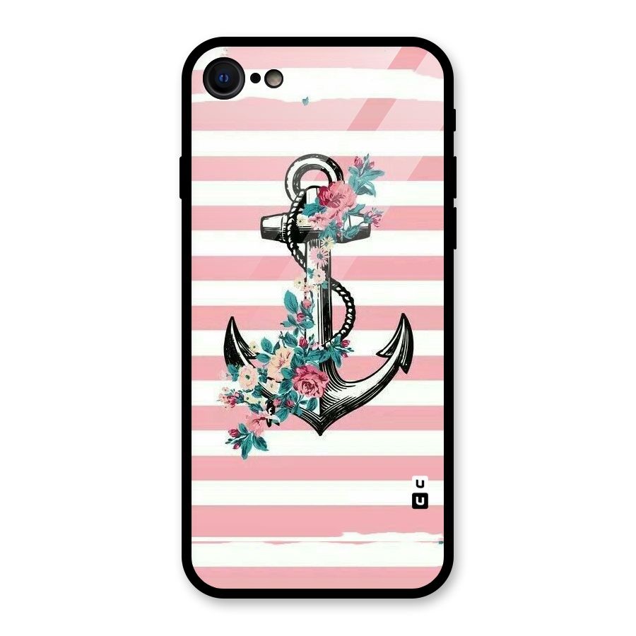 Floral Anchor Glass Back Case for iPhone 7