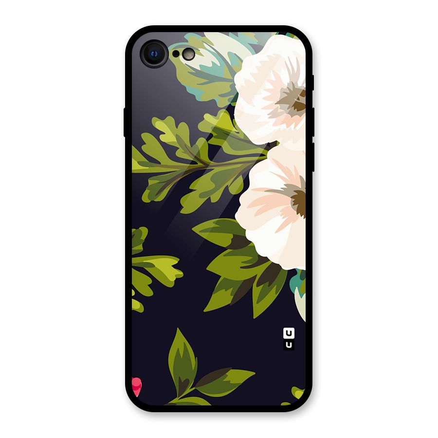 Floral Leaves Glass Back Case for iPhone 7