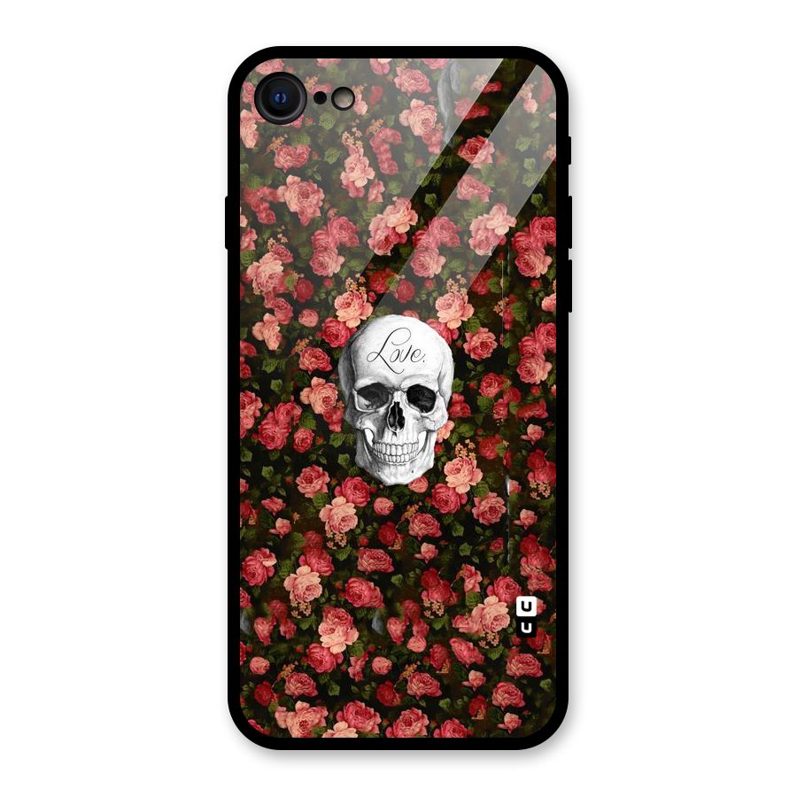 Floral Skull Love Glass Back Case for iPhone 7