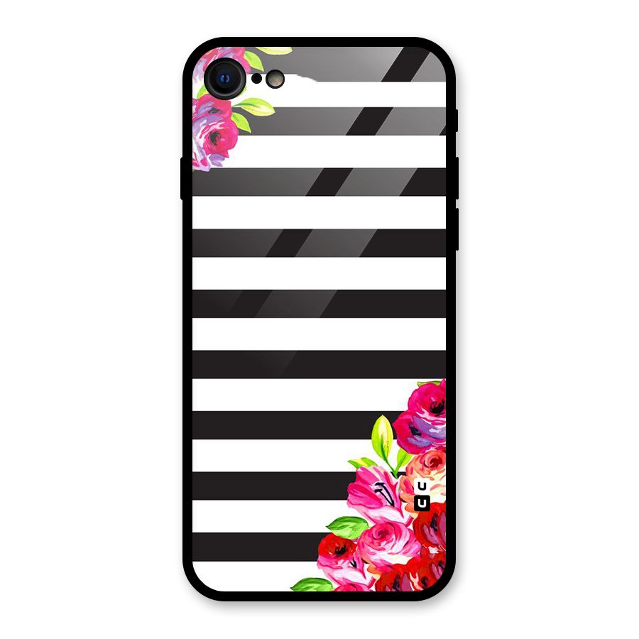 Floral Stripes Glass Back Case for iPhone 7