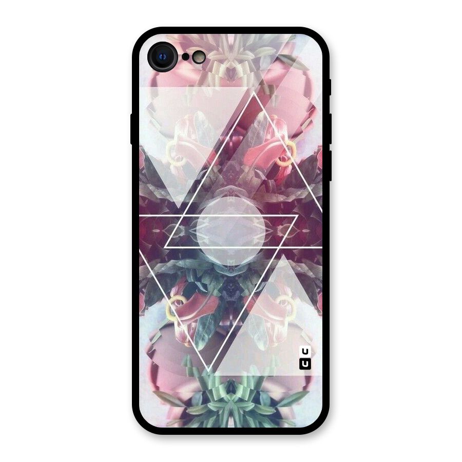 Floral Triangle Glass Back Case for iPhone 7