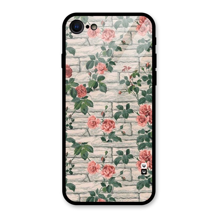 Floral Wall Design Glass Back Case for iPhone 7