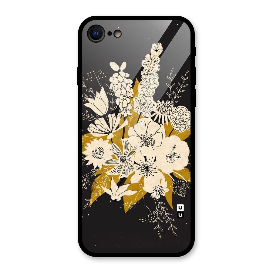 Flower Drawing Glass Back Case for iPhone 7