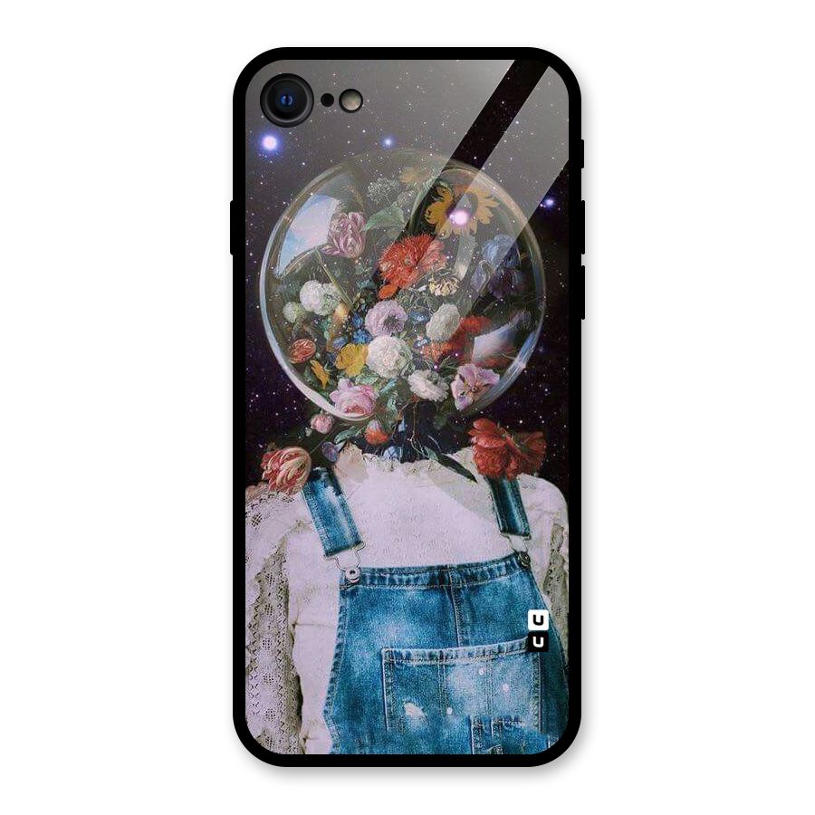 Flower Face Glass Back Case for iPhone 7