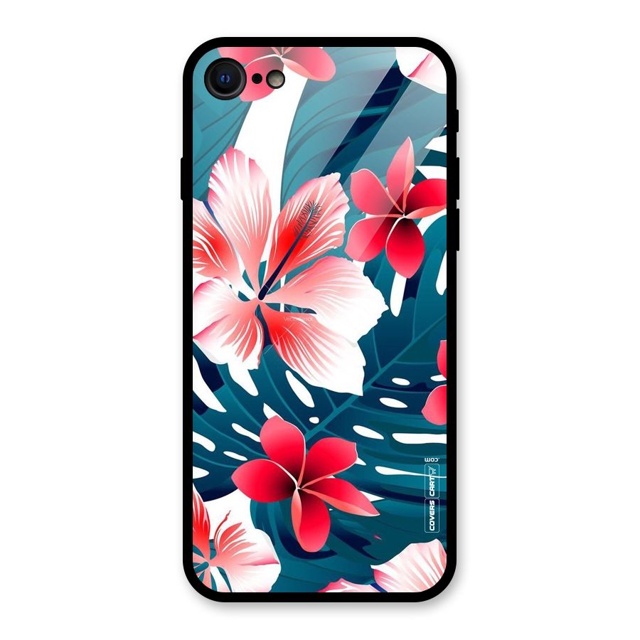 Flower design Glass Back Case for iPhone 7