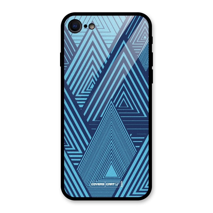 Geometric Blue Print Glass Back Case for iPhone 7