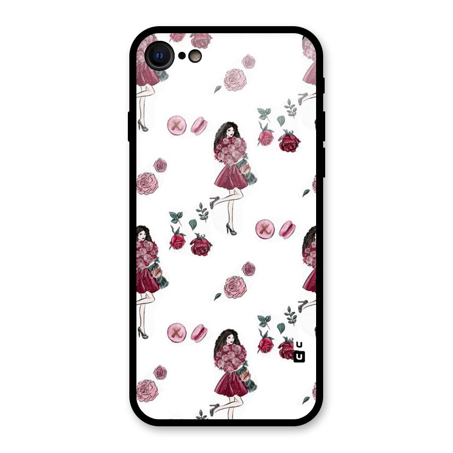 Girl With Flowers Glass Back Case for iPhone 7
