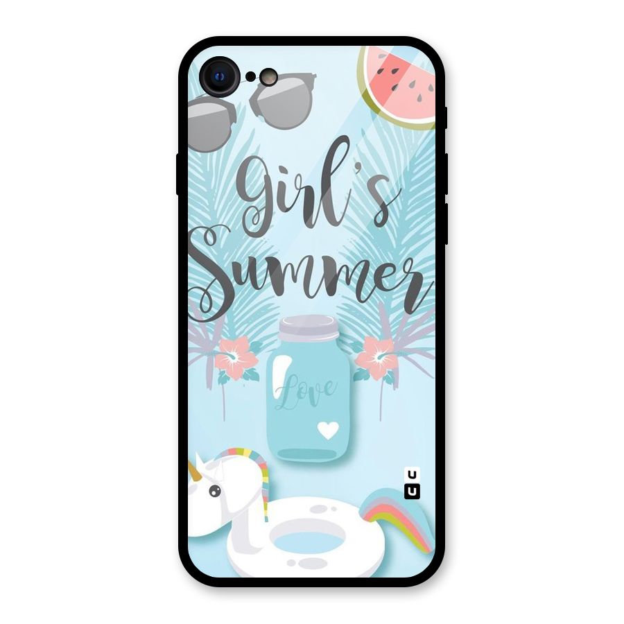 Girls Summer Glass Back Case for iPhone 7