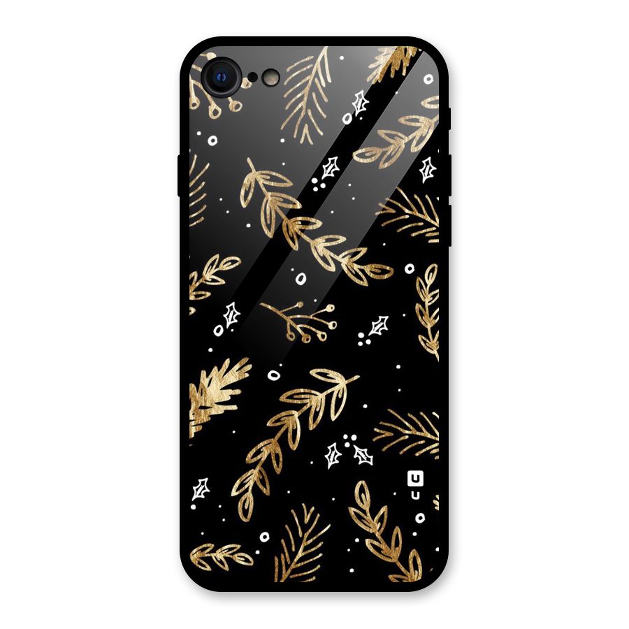 Gold Palm Leaves Glass Back Case for iPhone 7