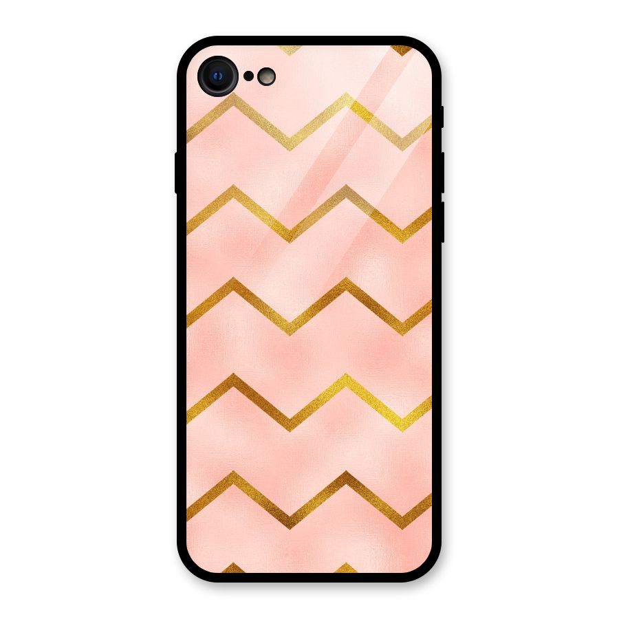 Gold Pink Pattern Glass Back Case for iPhone 7